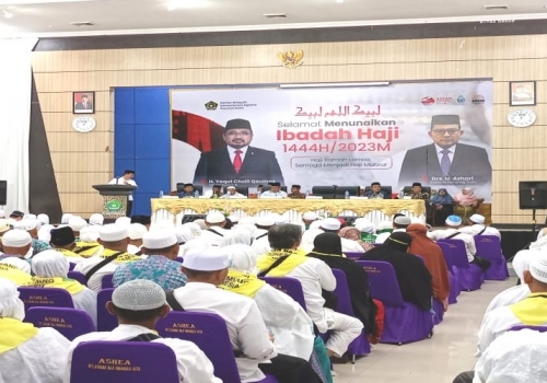 Pelepasan Calon Jamaah Haji Kloter 10 Embarkasi Aceh Tahun 2023 di Asrama Haji Banda Aceh